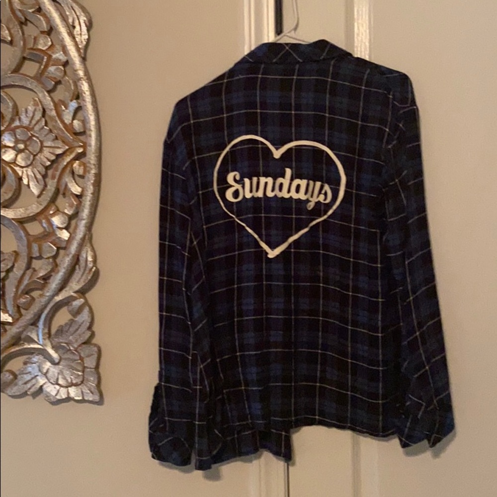 Blue Flannel Button Down Medium - image 1